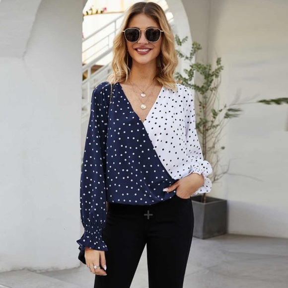 Red Dress Boutique Tops - HALF & HALF BLOUSE